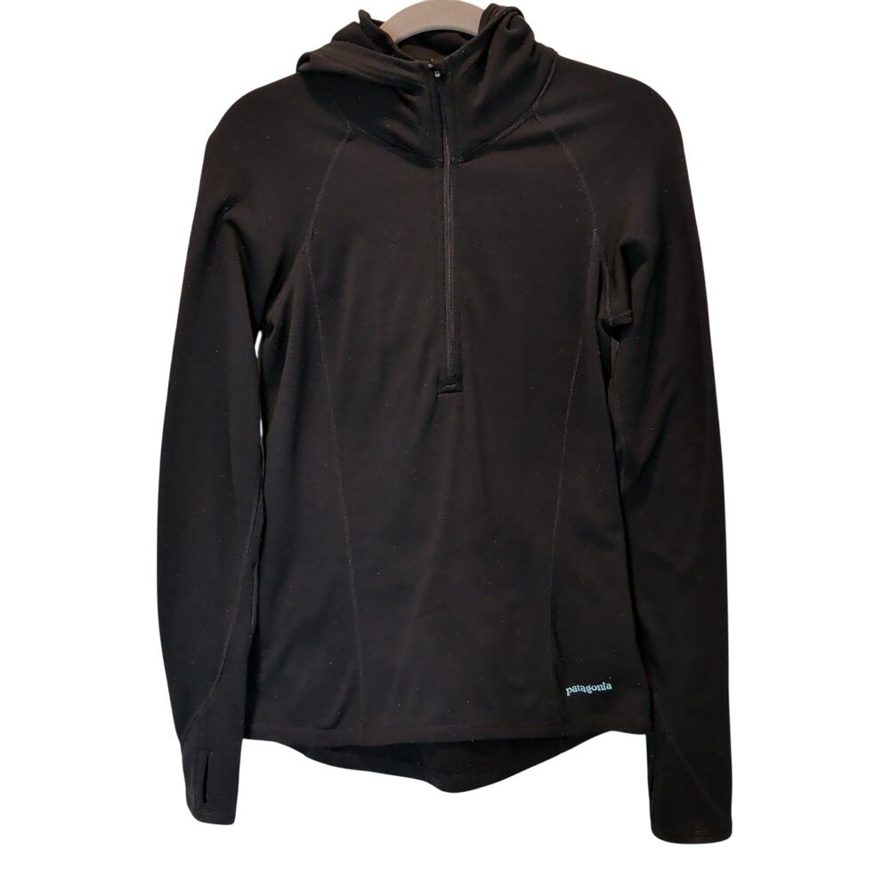 Patagonia Women's Sz S Performance Capilene Baselayer Quarter Zip Hoodie Sweater